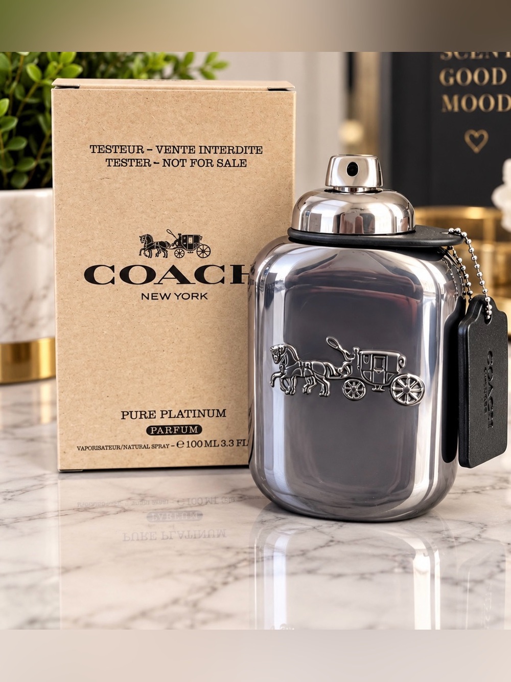 Coach Pure Platinum Parfum Bottle in Metallic Silver